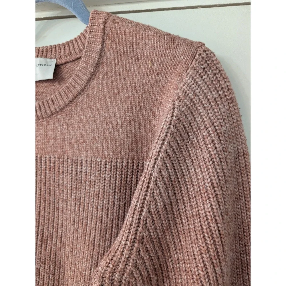 Modern Citizen Womens Pink Marl Ribbed Crewneck Sweater medium minimalist